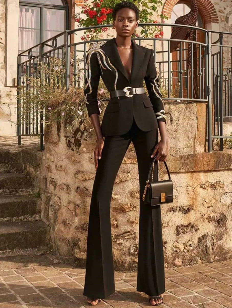 Vintage Blazer Belt Elegant Business Suit