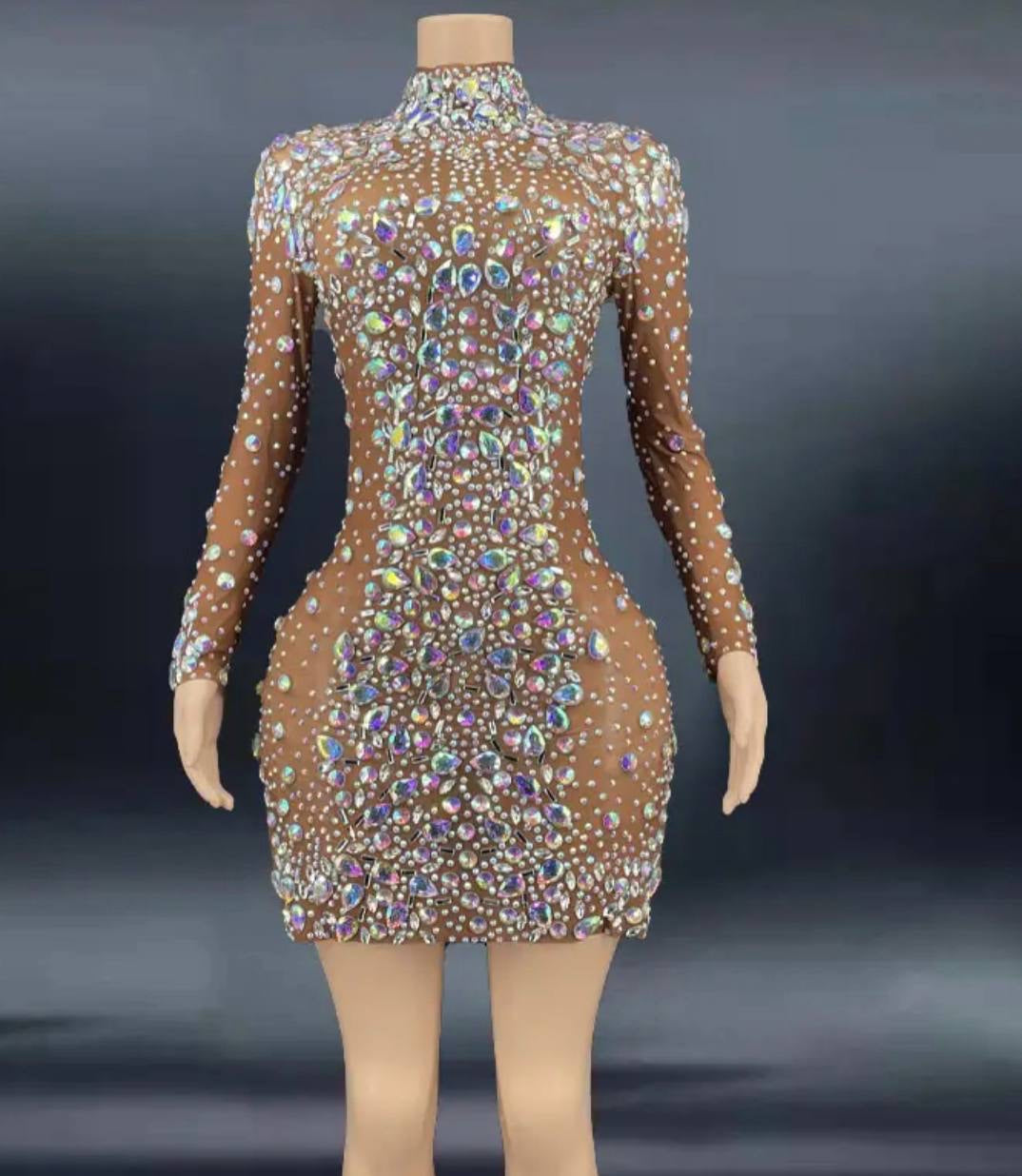 Sparkly Crystal Short Dress