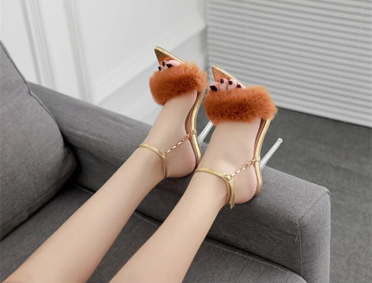 Fluffy high heels
