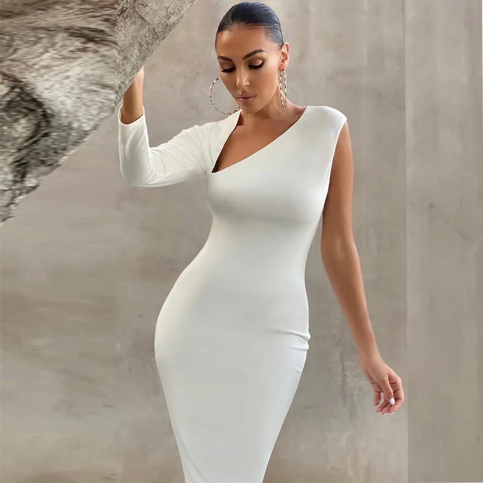 One shoulder mini bandage dress