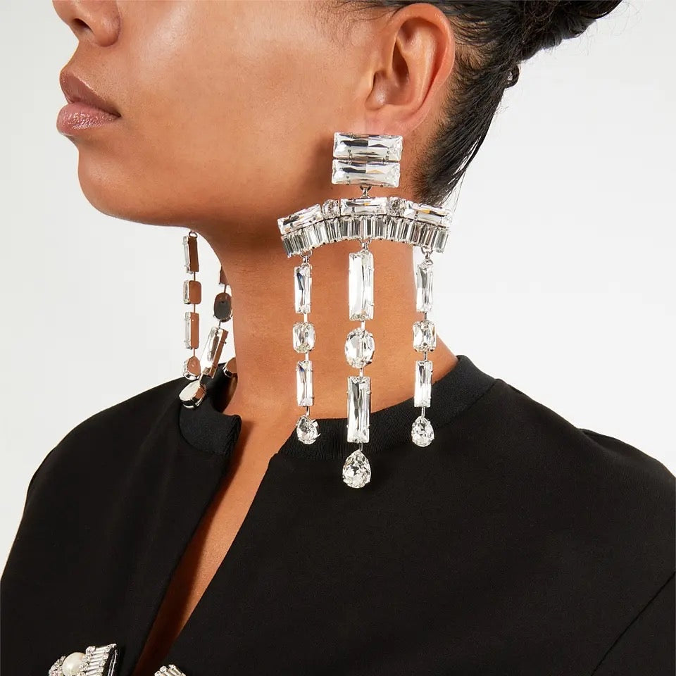 Geometric Rhinestone Oversized Earrings