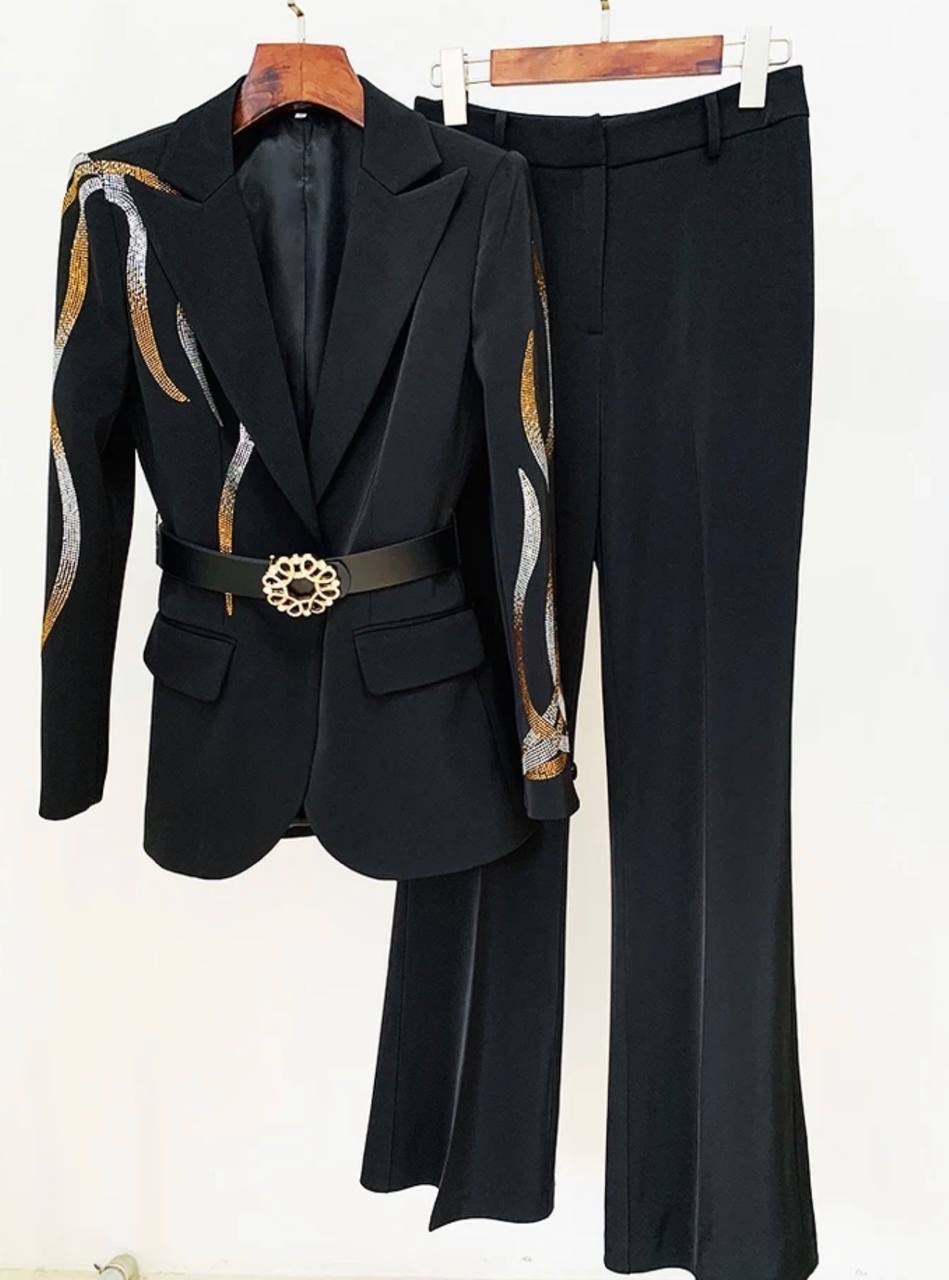 Vintage Blazer Belt Elegant Business Suit