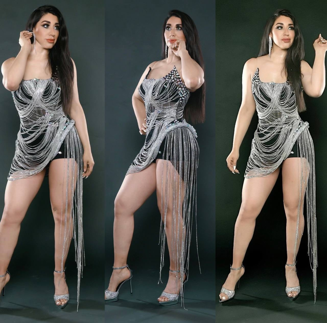 Sparking diamond tassels luxury dress