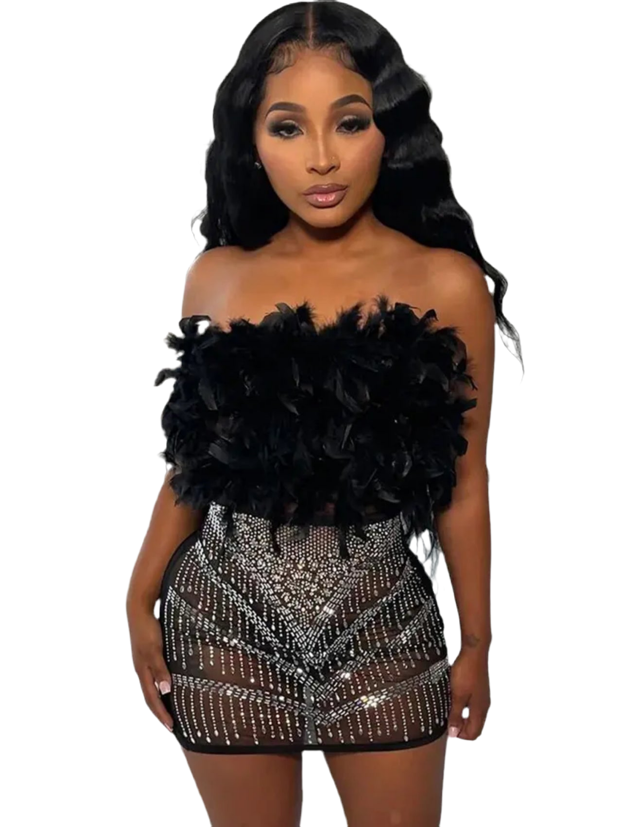 Rhinestone feather dress