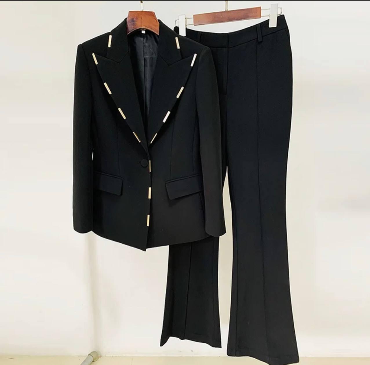 Metal Block Decoration Suit Jacket Long