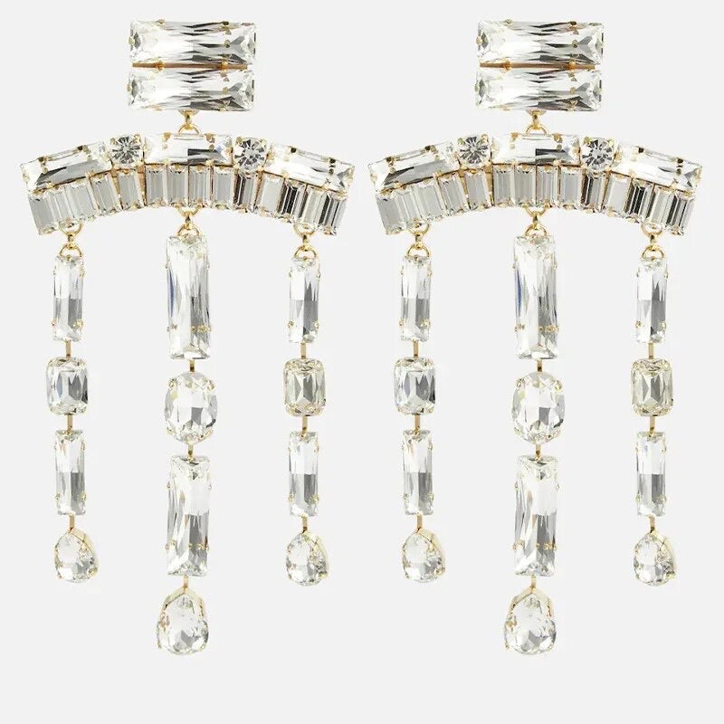 Geometric Rhinestone Oversized Earrings