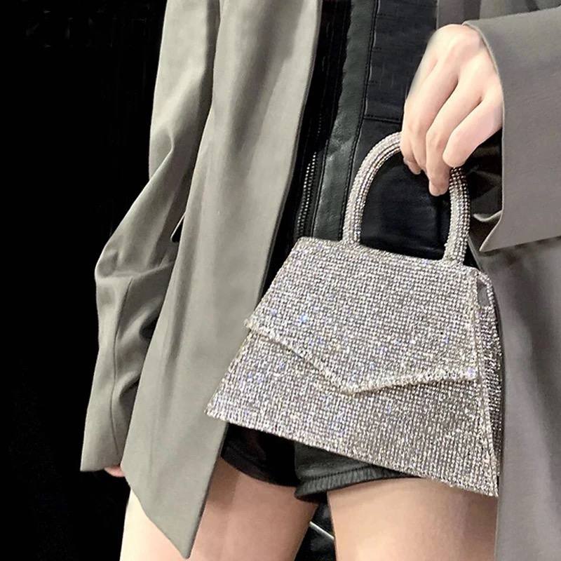 Handle Rhinestones Crystal clutch bag