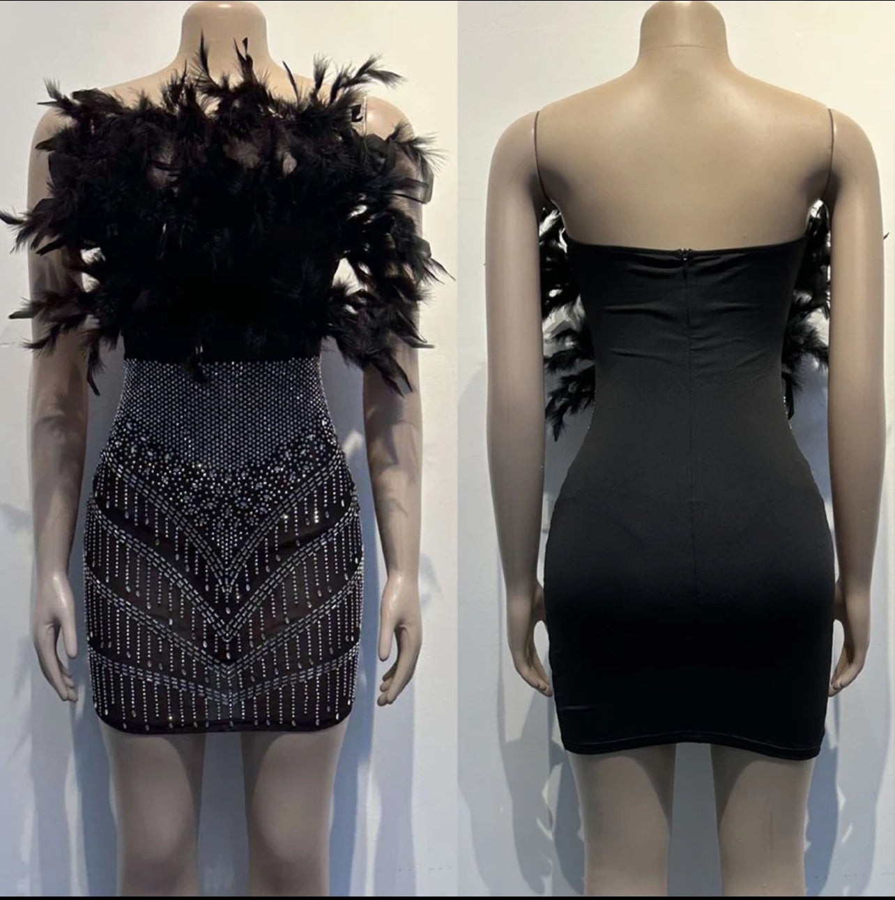 Rhinestone feather dress
