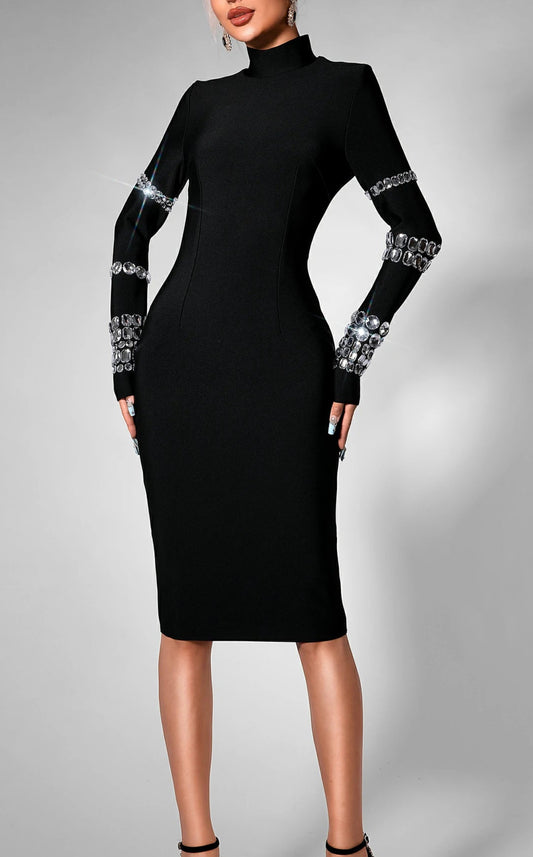 Crystal bandage black dress