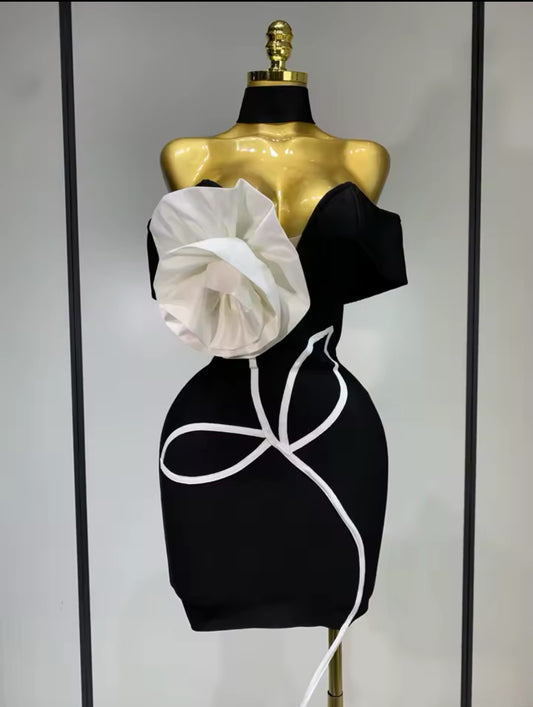 Sexy flower black dress