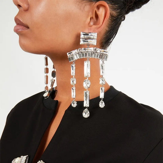 Geometric Rhinestone Oversized Earrings