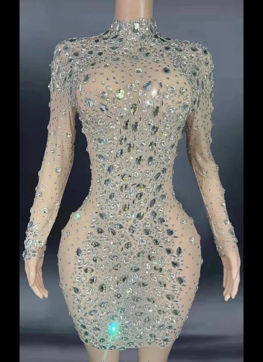 Sparkly Crystal Short Dress