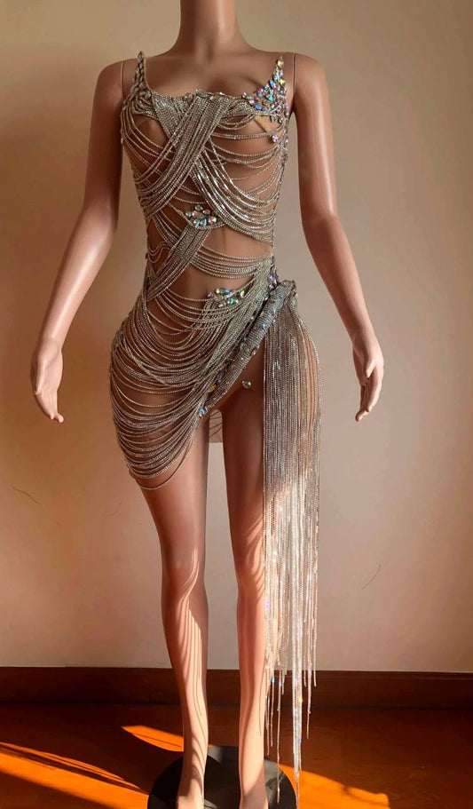 Sparking diamond tassels luxury dress