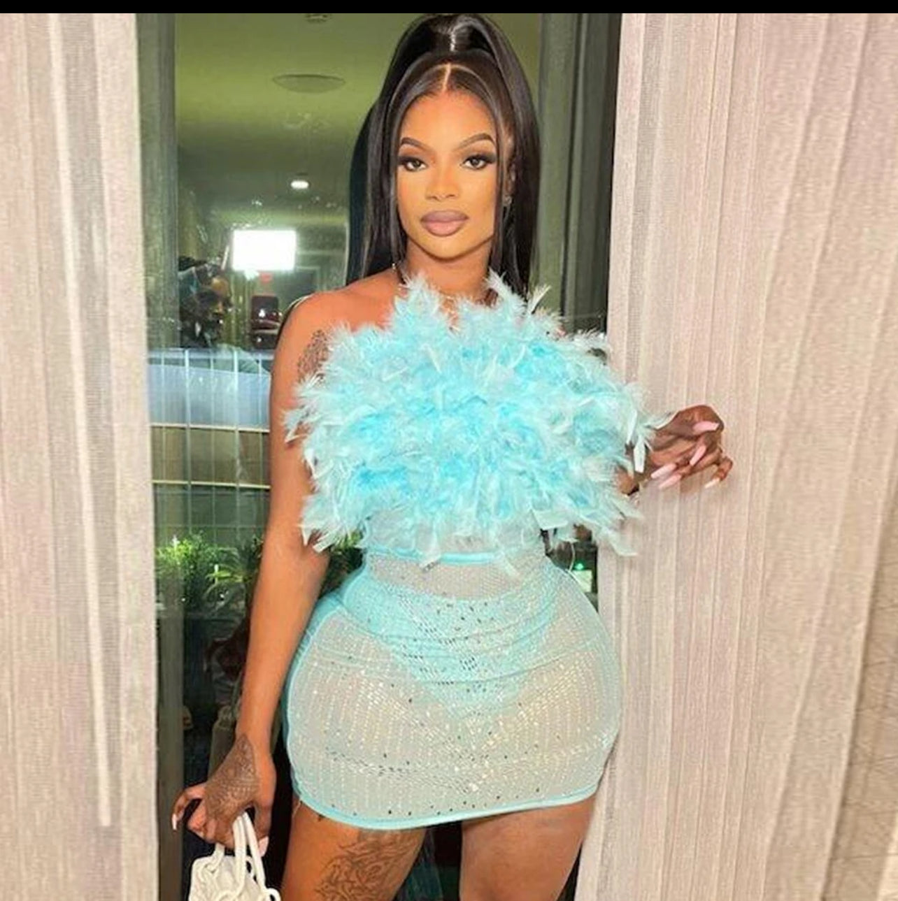 Rhinestone feather dress