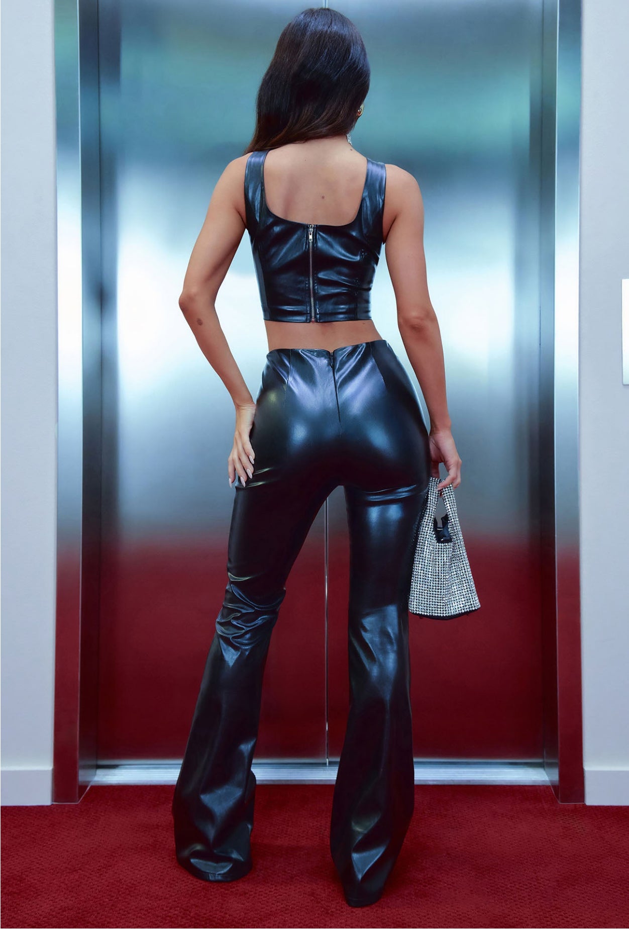 Leather pant set