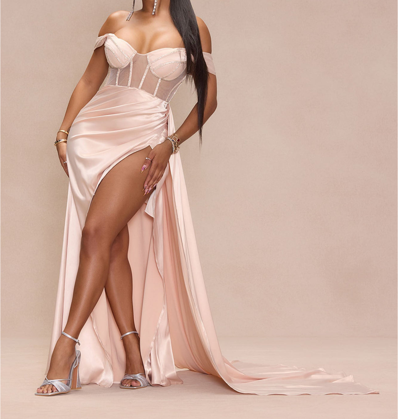 Lily dress Champagne satin