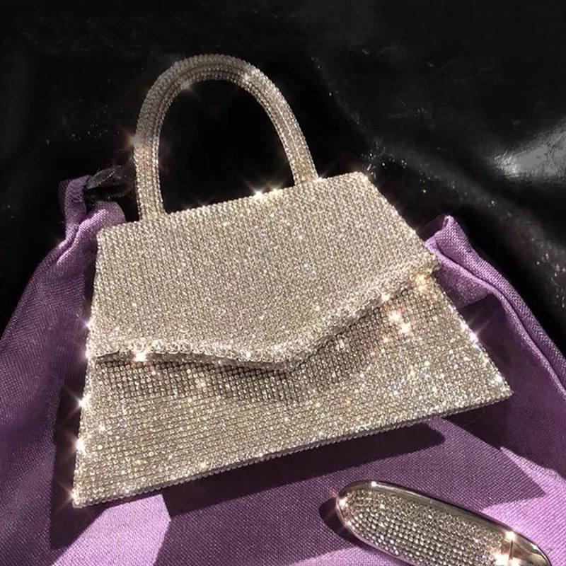 Handle Rhinestones Crystal clutch bag